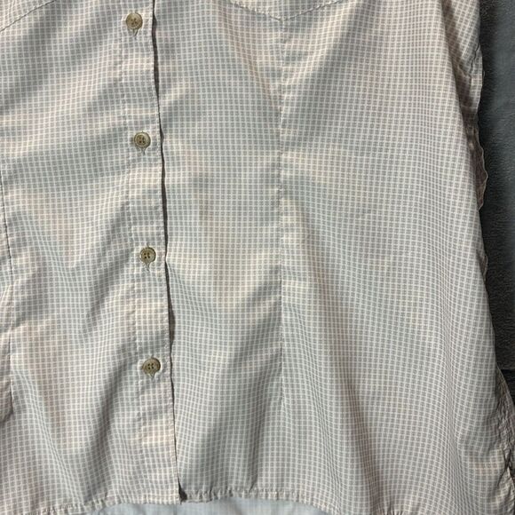 Eddie Bauer Beige Checkered Sleeveless Collared Button Up Shirt Top Size 2XL - Picture 6 of 10